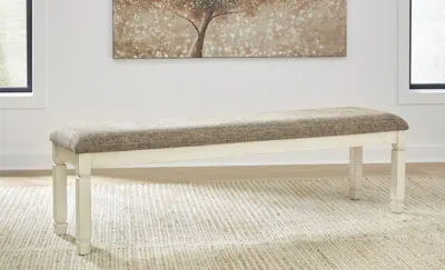 Ashley Bolanburg 65" Upholstered Dining Bench In Two-tone
