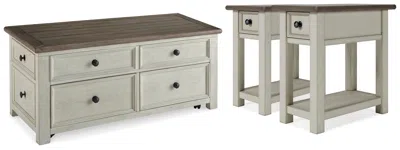 Ashley Bolanburg Coffee Table With 2 End Tables In Two-tone