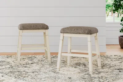 Ashley Bolanburg Counter Height Backless Upholstered Bar Stool In Two-tone