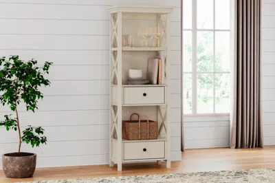 Ashley Bolanburg Tall Display Cabinet With 2 Drawers And 3 Shelves In Antique White