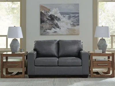 Ashley Bolsena Leather Loveseat Leather In Admiral