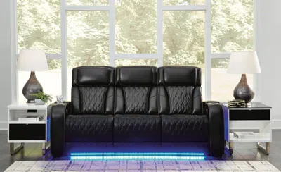 Ashley Boyington Dual Power Leather Reclining Sofa Leather In Black
