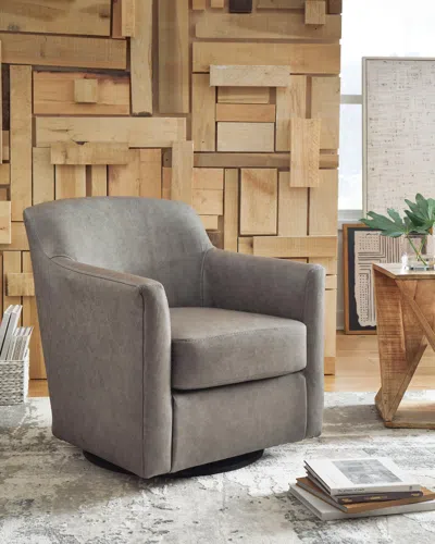 Ashley Bradney Leather Swivel Accent Chair Leather In Fossil