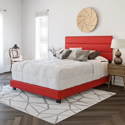 Ashley Brayan Upholstered Faux Leather Platform Bed In Red