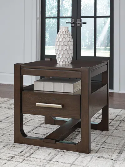 Ashley Breckington End Table In Dark Brown