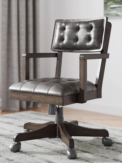 Ashley Breckington Home Office Desk Chair Leather In Dark Brown