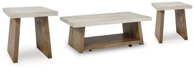 Ashley Brendalhouse Coffee Table With 2 End Tables In Light Brown