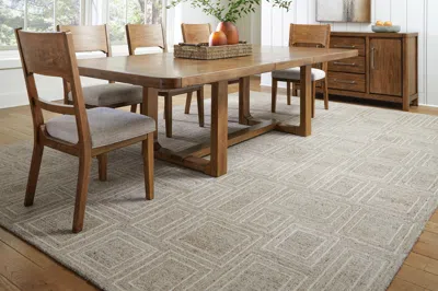 Ashley Brickburgh 10' X 14' Rug In Gray/ivory/honey