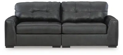 Ashley Brindley Pier 2-piece Leather Modular Loveseat Leather In Fog