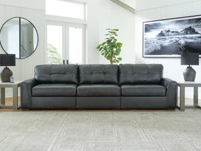 Ashley Brindley Pier 3-piece Leather Modular Sofa Leather In Fog