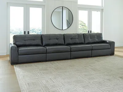 Ashley Brindley Pier 4-piece Leather Modular Sectional Leather In Fog