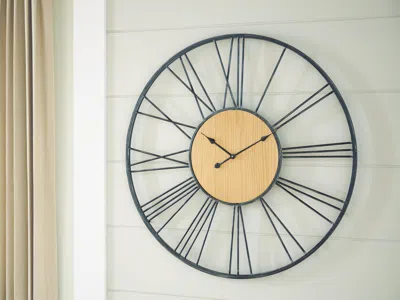 Ashley Brockett Wall Clock In Black/natural