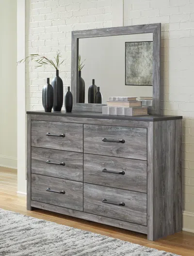 Ashley Bronyan 6 Drawer Dresser And Mirror In Dark Gray