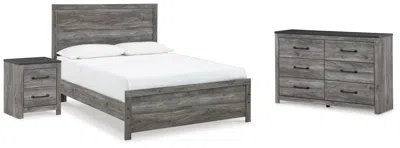Ashley Bronyan Queen Panel Bed With Dresser And Nightstand In Dark Gray