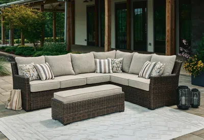 Ashley Brook Ranch 3-piece Outdoor Sectional Set In Brown