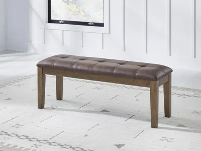 Ashley Broxtyn 50" Upholstered Dining Bench" Leather In Light Brown