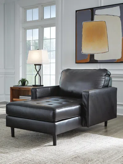 Ashley Bryceview Leather Chaise Leather In Onyx