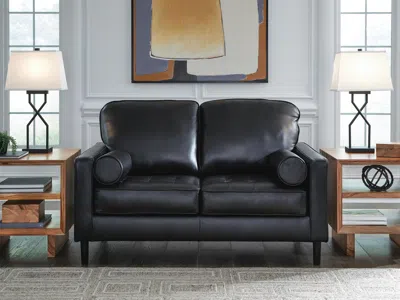 Ashley Bryceview Leather Loveseat Leather In Onyx