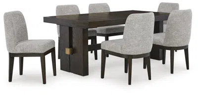 Ashley Burkhaus Dining Table And 6 Chairs In Dark Brown