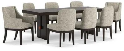 Ashley Burkhaus Dining Table And 8 Chairs In Dark Brown