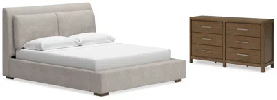 Ashley Cabalynn King Panel Bed With Dresser In Light Brown