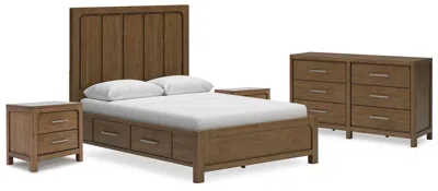 Ashley Cabalynn Queen Panel Storage Bed With Dresser And 2 Nightstands In Light Brown