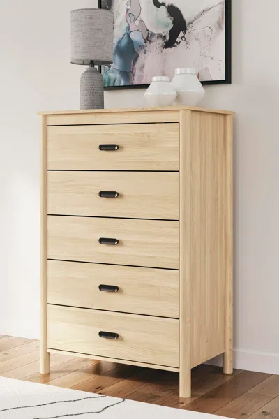 Ashley Cabinella 5 Drawer Chest Of Drawers In Tan