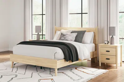 Ashley Cabinella Queen Platform Panel Bed In Tan
