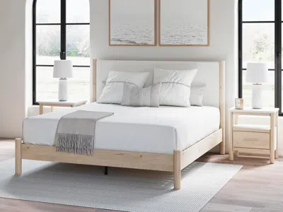 Ashley Cadmori King Upholstered Panel Bed In Two-tone