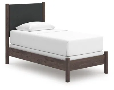 Ashley Cadmori Twin Upholstered Panel Bed In Brown