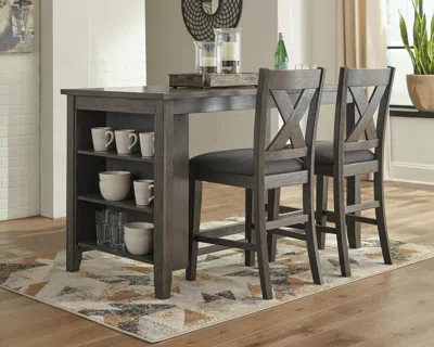 Ashley Caitbrook Counter Height Dining Table And 2 Barstools In Gray