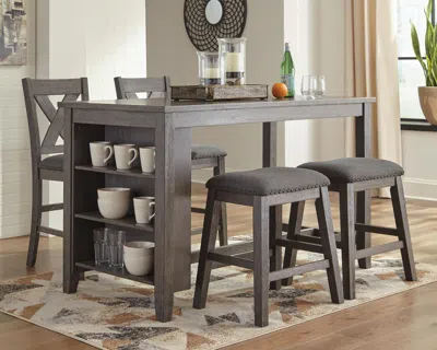 Ashley Caitbrook Counter Height Dining Table And 4 Barstools In Gray