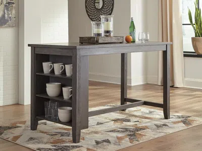 Ashley Caitbrook Counter Height Dining Table With Shelves In Gray