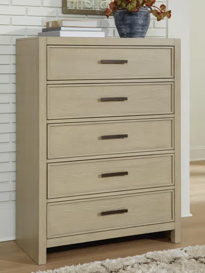 Ashley Calmoro 5 Drawer Chest Of Drawers In Gray