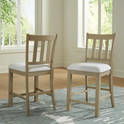 Ashley Calmoro Counter Height Barstool In Off White/gray