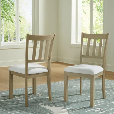 Ashley Calmoro Dining Chair In Off White/gray