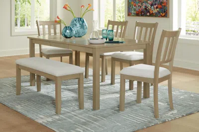 Ashley Calmoro Dining Table And 4 Chairs Bench In Gray