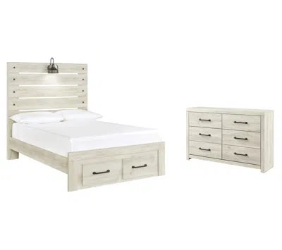 Ashley Cambeck Full Panel Bed With 2 Storage Drawers Dresser In Whitewash