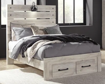 Ashley Cambeck Full Panel Bed With 2 Storage Drawers In Whitewash