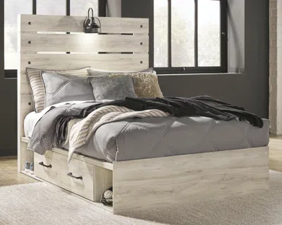 Ashley Cambeck Full Panel Bed With 4 Storage Drawers In Whitewash