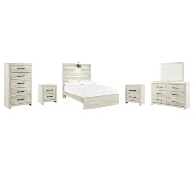 Ashley Cambeck Full Panel Bed With Mirrored Dresser In Whitewash
