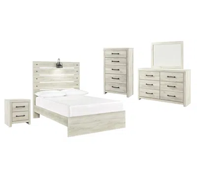 Ashley Cambeck Full Panel Bed With Mirrored Dresser In Whitewash