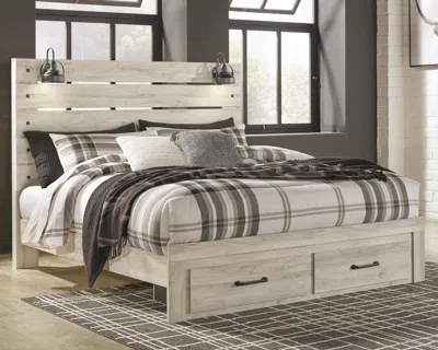 Ashley Cambeck King Panel Bed With 2 Storage Drawers In Whitewash