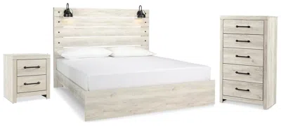 Ashley Cambeck King Panel Bed With Chest And Nightstand In Whitewash