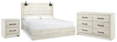 Ashley Cambeck King Panel Bed With Dresser And Nightstand In Whitewash