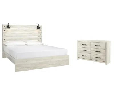 Ashley Cambeck King Panel Bed With Dresser In Whitewash