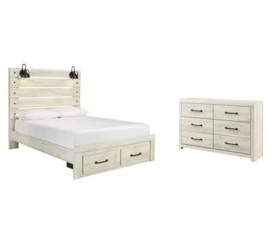 Ashley Cambeck Queen Panel Bed With 2 Storage Drawers Dresser In Whitewash