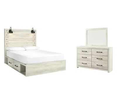 Ashley Cambeck Queen Panel Bed With 4 Storage Drawers Dresser In Whitewash