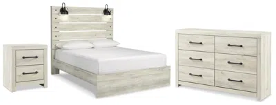 Ashley Cambeck Queen Panel Bed With Dresser And Nightstand In Whitewash