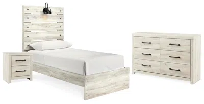 Ashley Cambeck Twin Panel Bed With Dresser And Nightstand In Whitewash